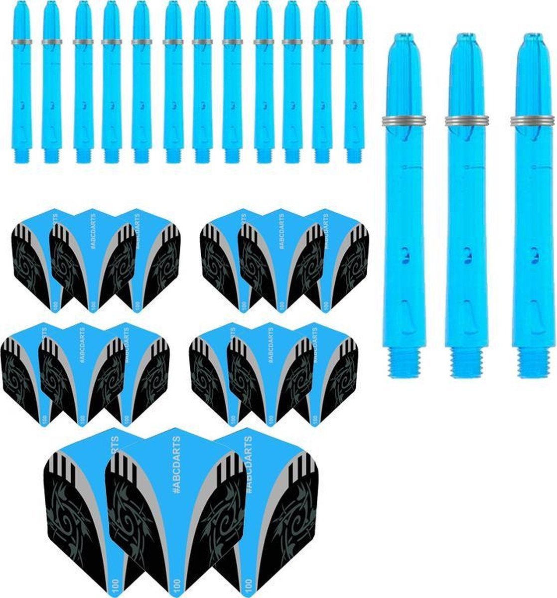 Dart Flights En Dart Shafts Combi pack - Tribal Edgeglow - 5 sets