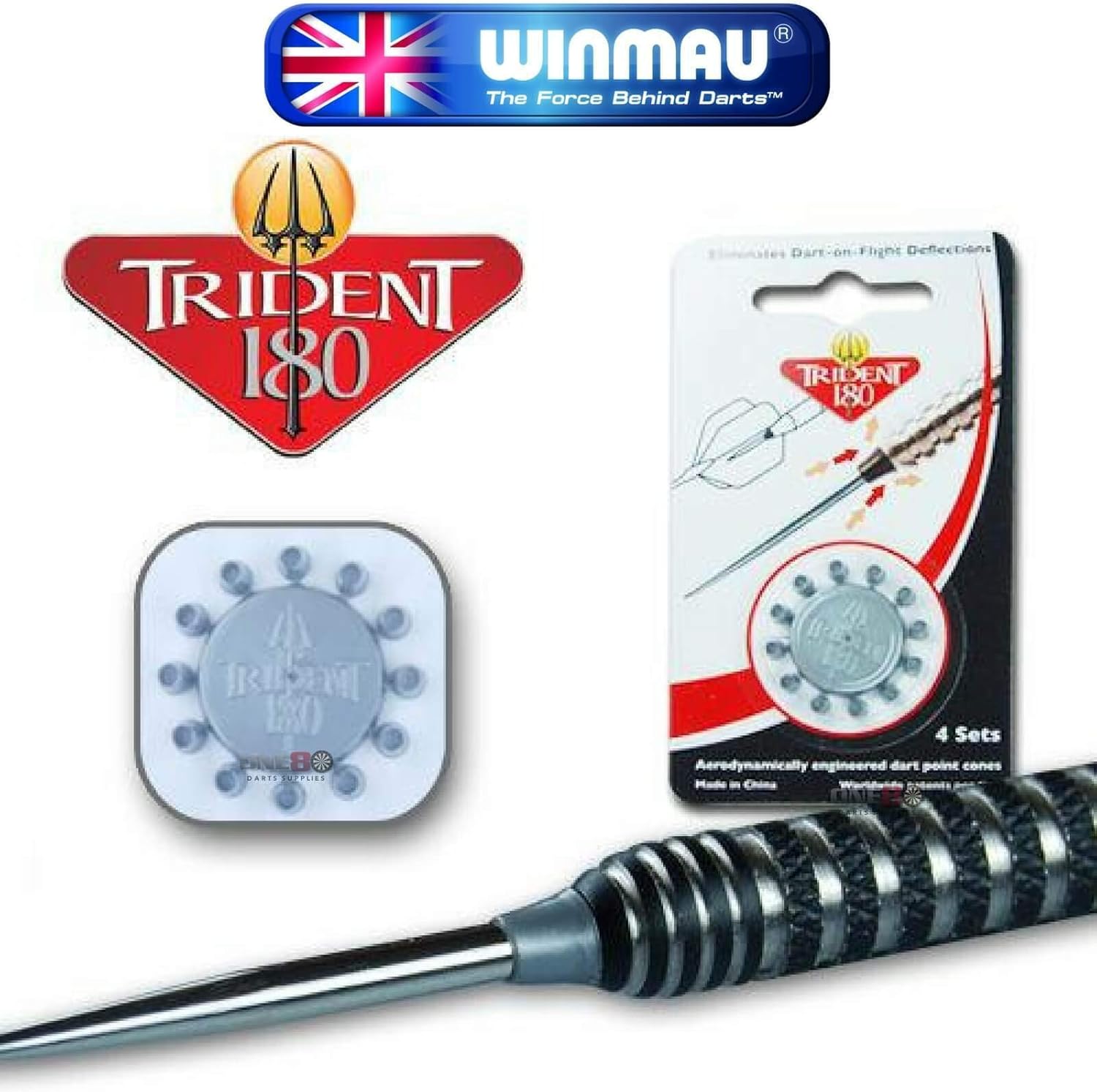 Winmau Trident Zwart - 4 sets