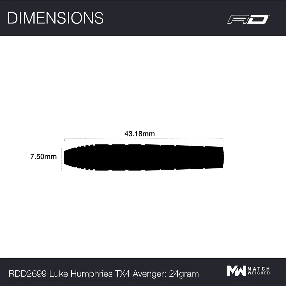 Red Dragon Luke Humphries TX4 90% Avenger - Dartpijlen