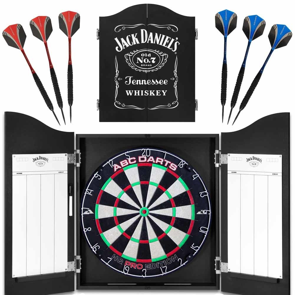 Jack Daniels Dartkabinet Met ABCDarts Pro Dartbord En 2 Sets Dartpijlen