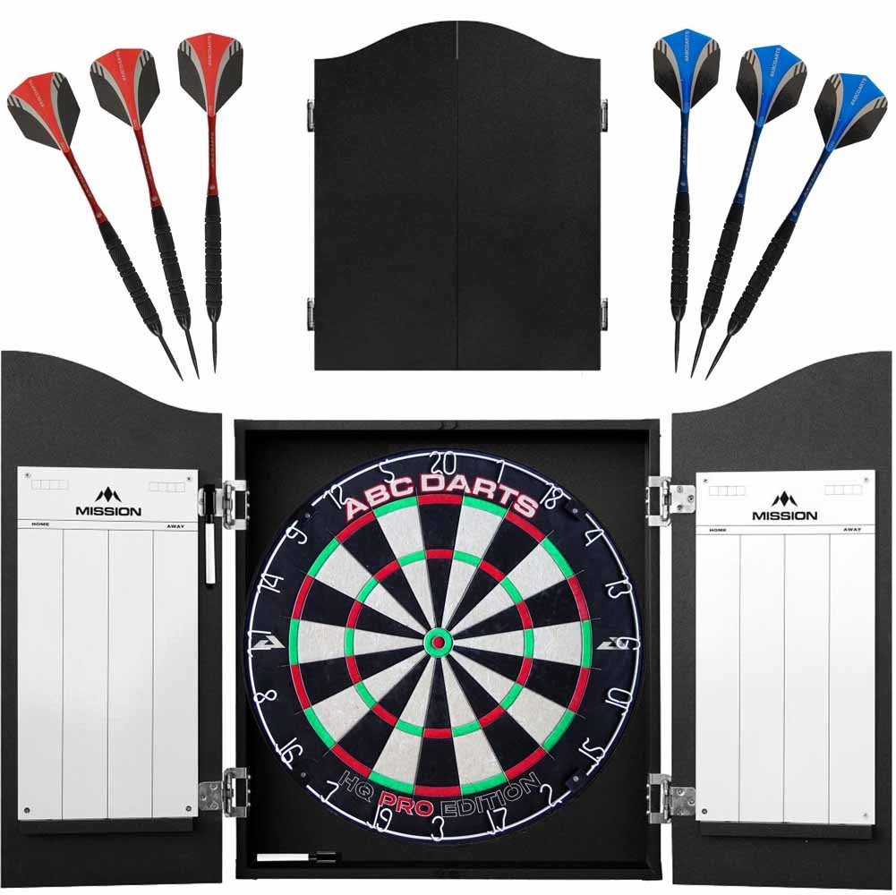 ABC Darts - Dartkabinet met Dartbord en 2 sets Dartpijlen