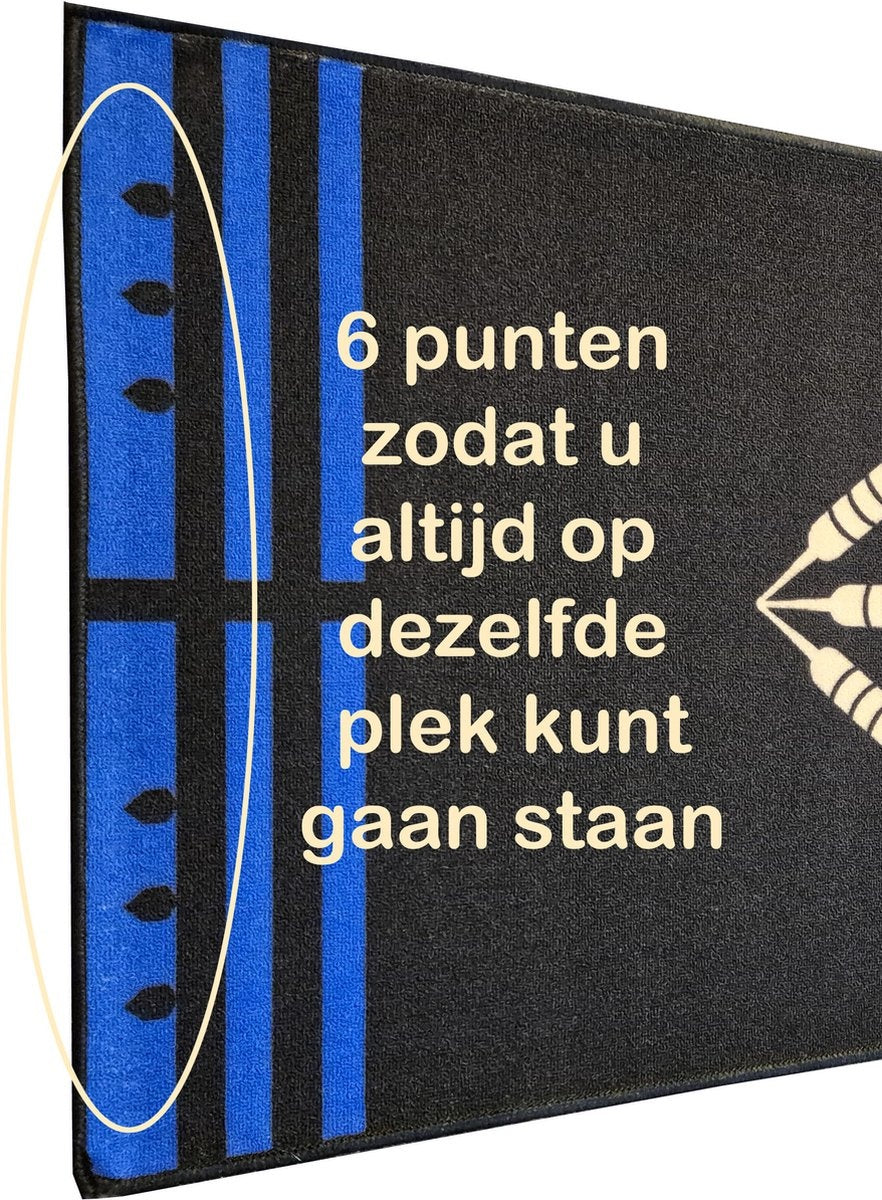 ABC Darts – Dartmat Antracite BLAUW - 80 x 241 cm
