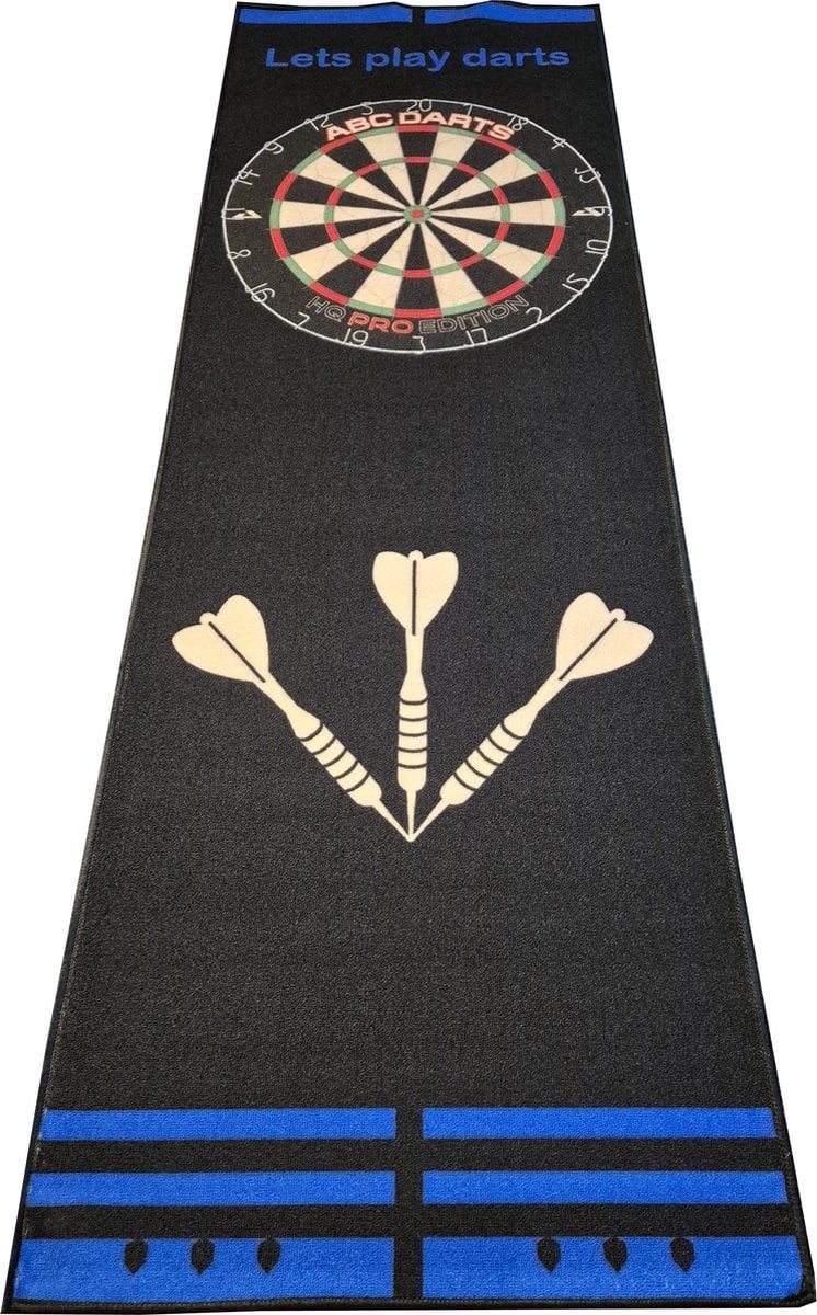 ABC Darts – Dartmat Antracite BLAUW - 80 x 241 cm