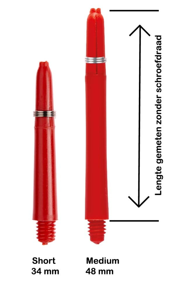 Nylon Dart Shafts Rood - 8 sets