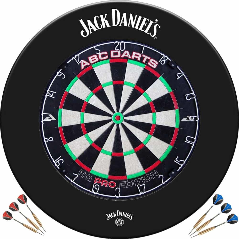 Jack Daniel's Dartbord Surroundring + ABCDarts Dartbord + 2 Sets Darts