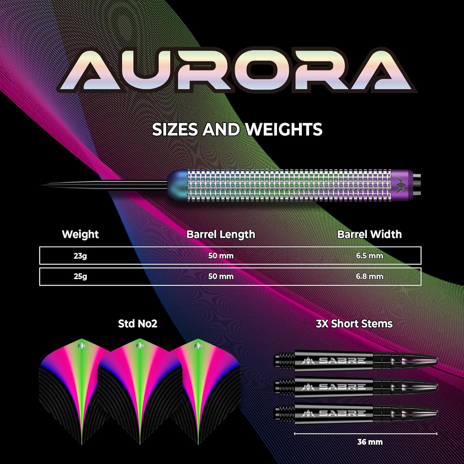 Mission – Aurora PVD Rainbow 90% Dartpijlen