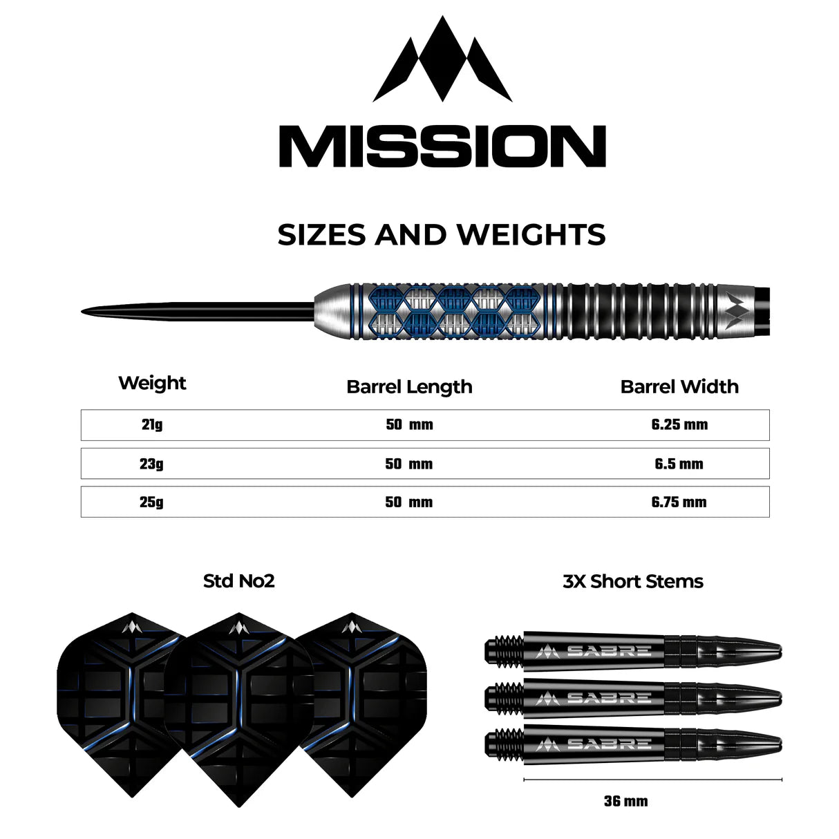 Mission – Hexon Blue PVD 90% Dartpijlen - 23 gram
