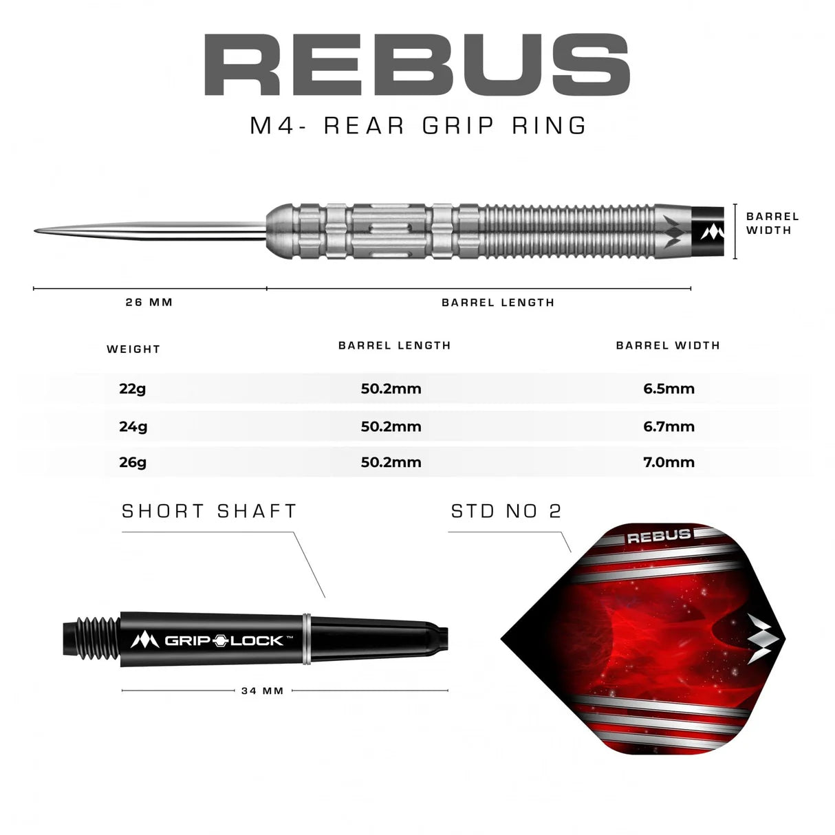 Mission – Rebus M4 Rear 90% Dartpijlen - 24 gram