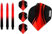 Dart flights en Medium Dart Shafts - Rood - 3 sets
