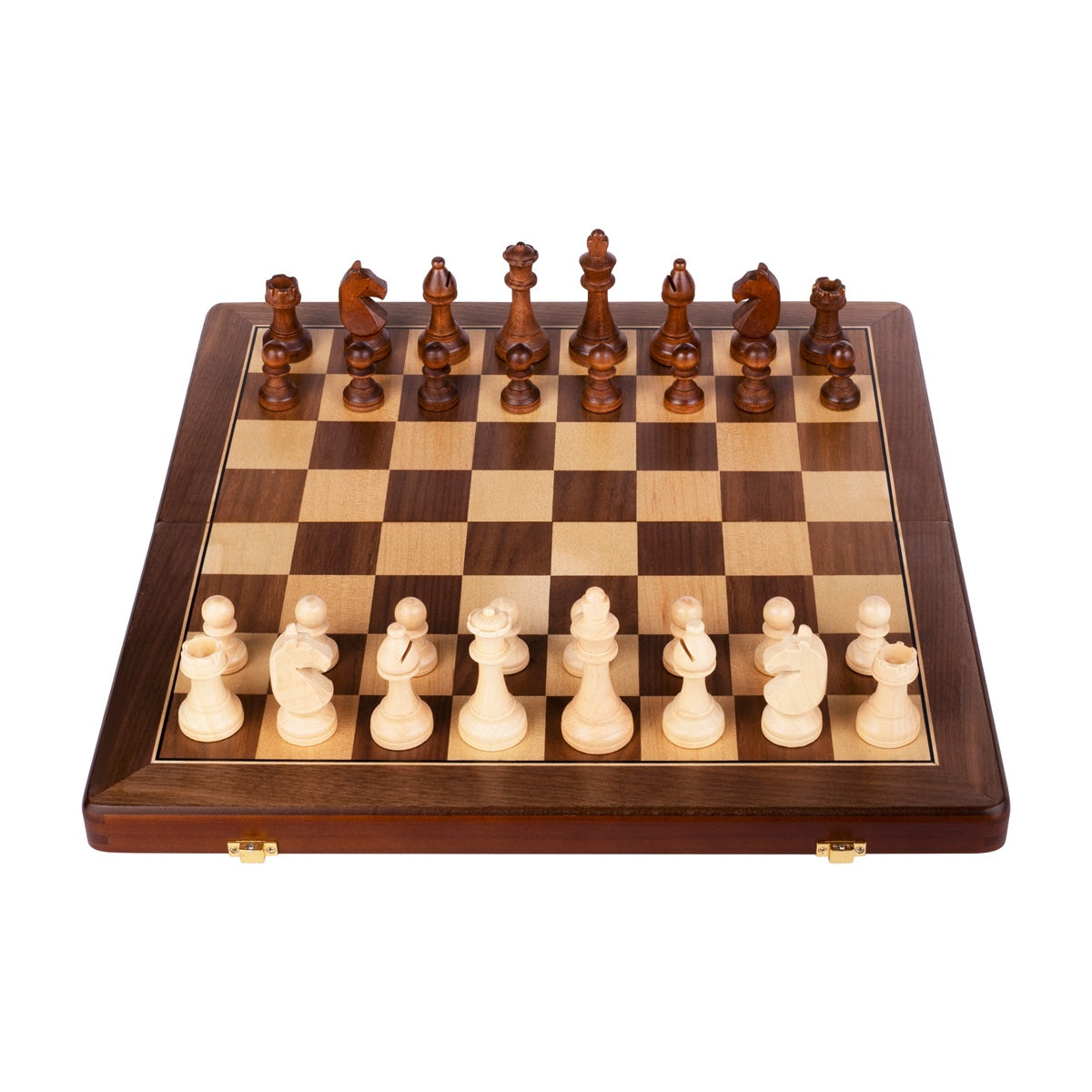 Schaakbord 15" DeLuxe Walnoothout - Verzwaard en Magnetisch