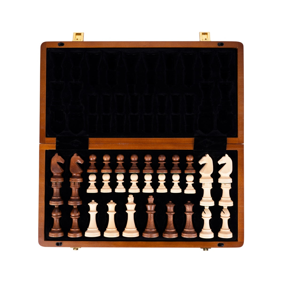 Schaakbord 15" DeLuxe Walnoothout - Verzwaard en Magnetisch
