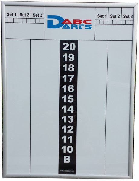 ABC Darts – Whiteboard Scorebord Met Aluminium Omlijsting